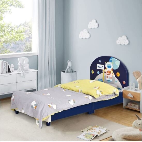 Laste voodi üheinimesevoodi pehme peatsiga ,Astronaut ,Costway 151 x 76 x 70 cm hind ja info | Lastevoodid | kaup24.ee