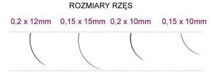 Syis J ripsmepikendused, 0,15x 10mm, 0,25g hind ja info | Kunstripsmed, ripsmekoolutajad | kaup24.ee