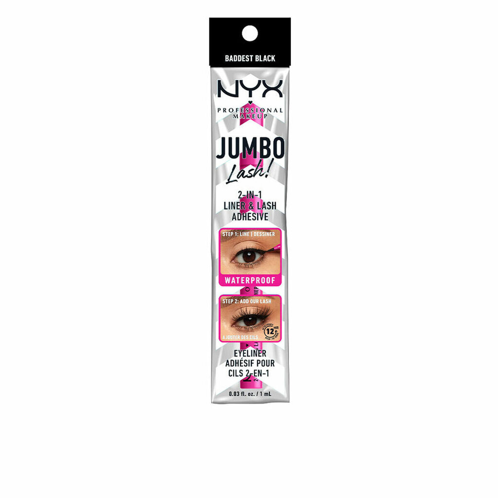 Kleepuv ripsmeliim/silmalainer NYX Jumbo black Eyeliner 2 in 1, 8 g hind ja info | Kunstripsmed, ripsmekoolutajad | kaup24.ee