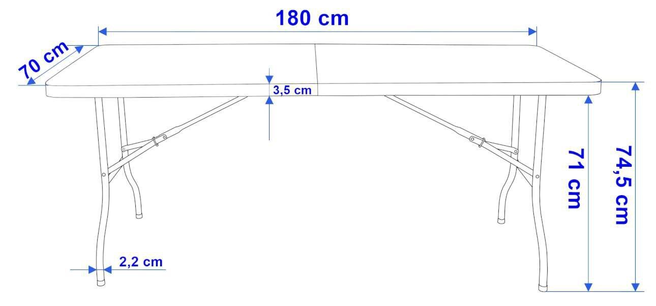 Kokkupandav laud 180 cm, valge цена и информация | Aialauad | kaup24.ee