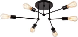 Потолочный светильник SOZOMO, 66 x 18 см, 6 лампочек E27, черный цена и информация | Потолочные светильники | kaup24.ee