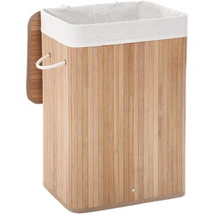 Корзина для белья, натуральный бамбук, металлический каркас, хлопковый мешок, 72 л цена и информация | Аксессуары для ванной комнаты | kaup24.ee