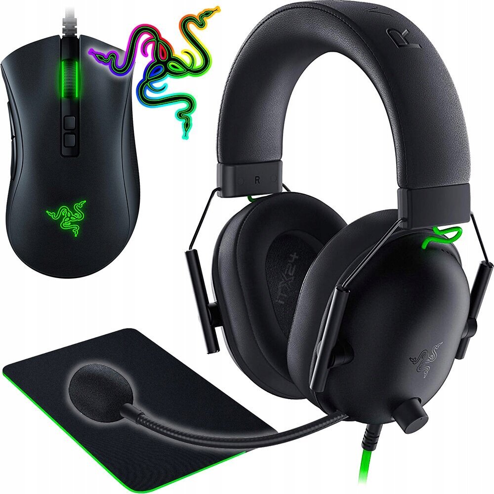 Razer Gigantus, DeathAdder ja BlackShark V2 X arvutimängude komplekt, 3 tk цена и информация | Hiired | kaup24.ee