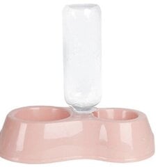Двойная пластиковая миска с диспенсером для воды, Розовый цена и информация | Миски, ящики для корма | kaup24.ee