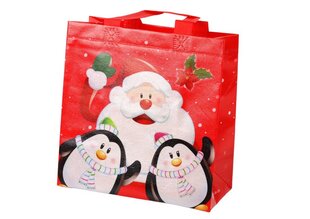 Подарочный пакет с Сантой и пингвинами, красный цена и информация | Подарочные упаковки | kaup24.ee