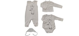 Комплект для малышей Giraffe из 4 частей кремового цвета цена и информация | Комплекты одежды для новорожденных | kaup24.ee
