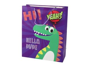 Подарочный пакет Динозавр, фиолетовый цена и информация | Подарочные упаковки | kaup24.ee