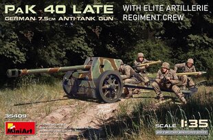 Liimitav mudel MiniArt 35409 German 7.5cm Anti-Tank gun PaK 40 Late with Elite Crew 1/35 цена и информация | Склеиваемые модели | kaup24.ee