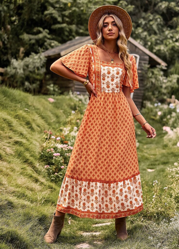 Boho stiilis kleit naistele Ziyyoohy, oranž цена и информация | Kleidid | kaup24.ee