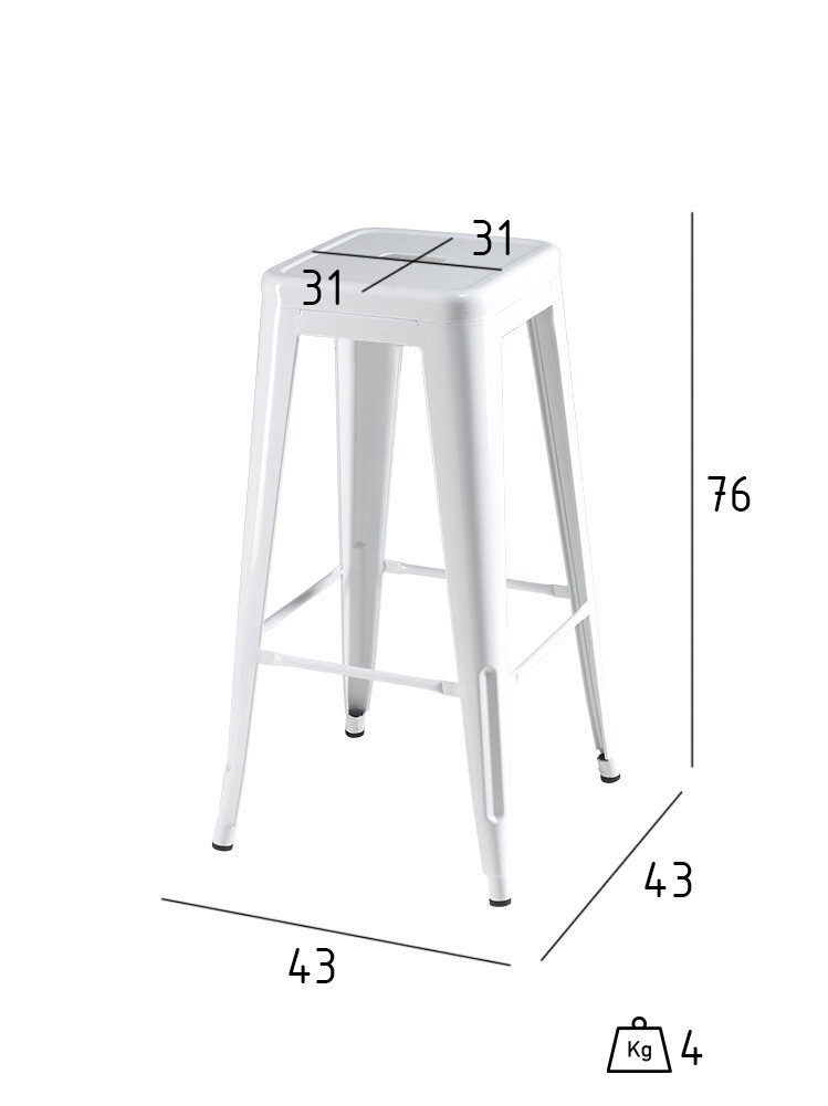 4-baaritooli komplekt Korona, valge цена и информация | Söögitoolid, baaritoolid | kaup24.ee