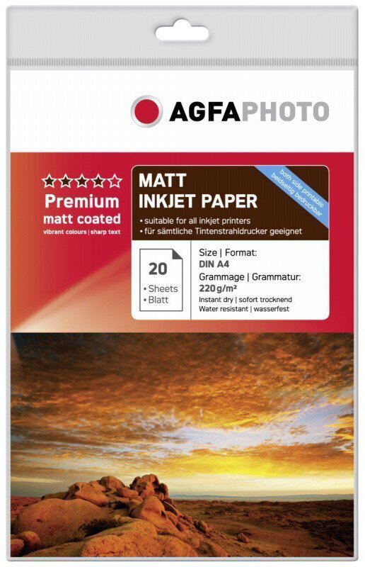 AgfaPhoto fotopaber A4 Premium Double Matt 220g 20 lehte hind ja info | Kirjatarbed | kaup24.ee