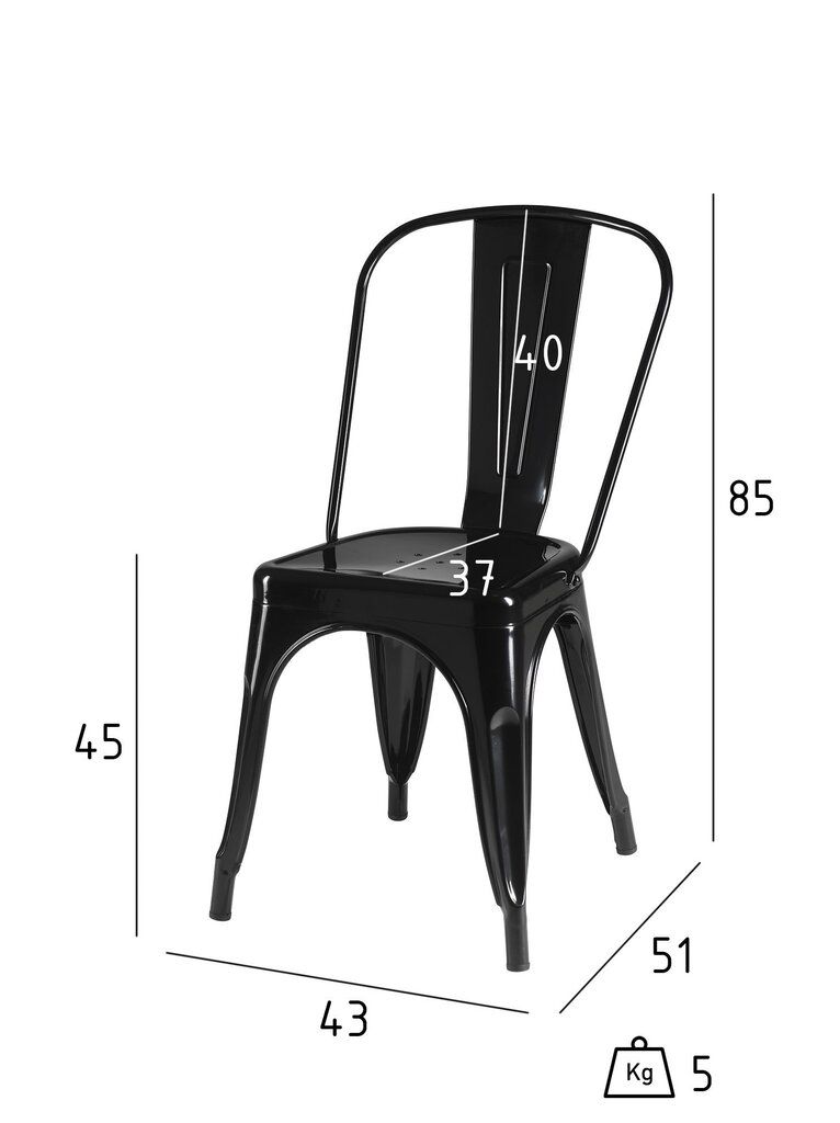 4 tooli komplekt Korona, must цена и информация | Söögitoolid, baaritoolid | kaup24.ee