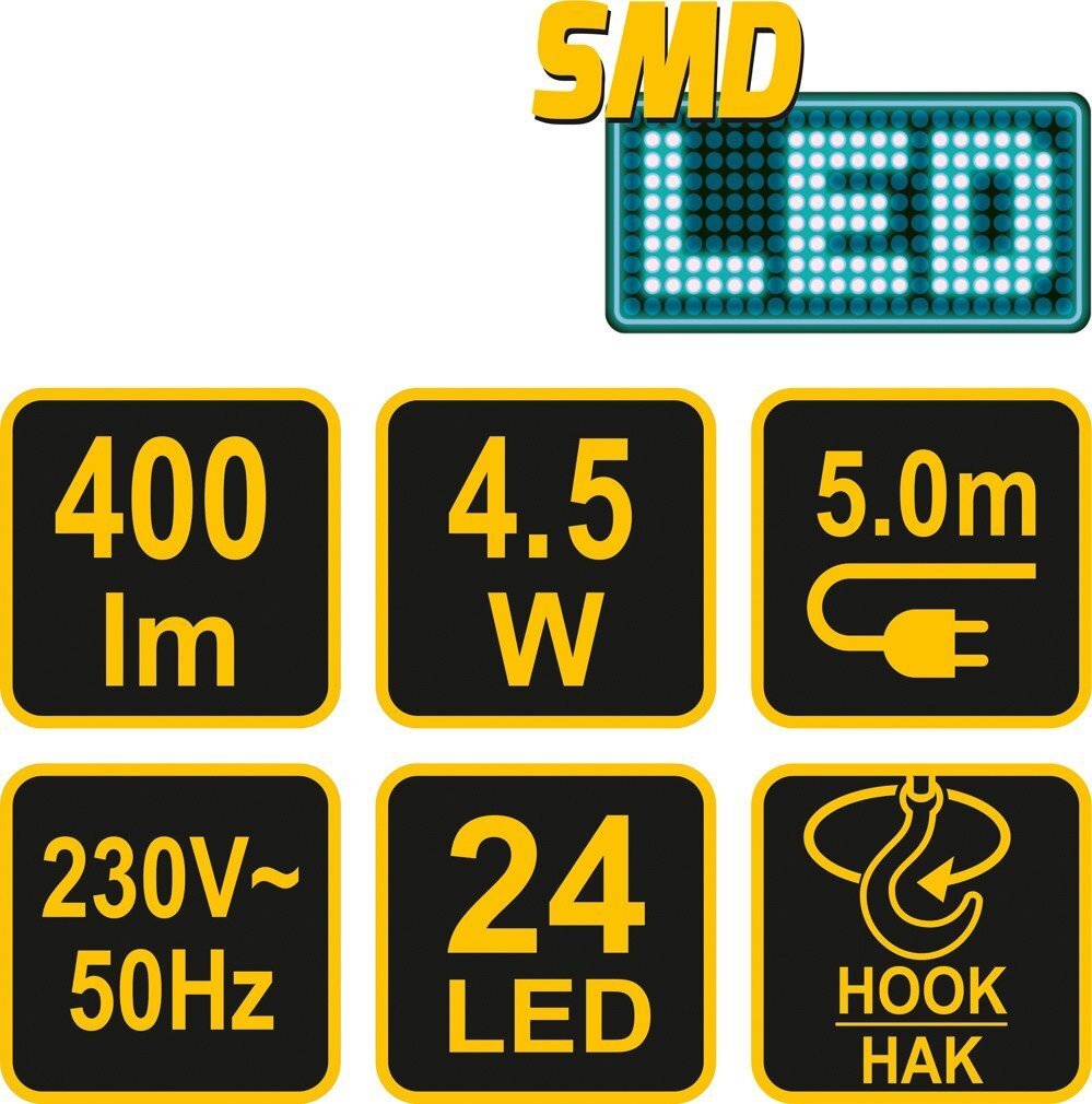 Kaasaskantav töökoha valgusti 24 LED, 4.5W, 400lm Vorel hind ja info | Taskulambid, prožektorid | kaup24.ee