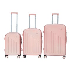 Набор дорожных чемоданов, 3 предм., ABS, жесткий кейс, розовый цена и информация | Чемоданы, дорожные сумки | kaup24.ee