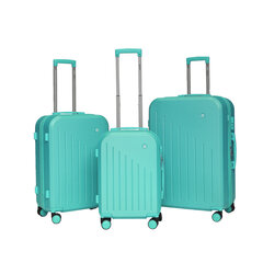 Набор дорожных чемоданов, 3 предм., ABS, твердая оболочка, зеленый цена и информация | Чемоданы, дорожные сумки | kaup24.ee