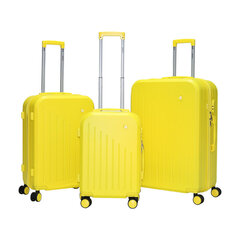 Набор дорожных чемоданов, 3 предм., ABS, твердый корпус, желтый цена и информация | Чемоданы, дорожные сумки | kaup24.ee