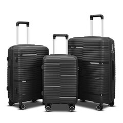 Комплект чемоданов, 3 шт, черные цена и информация | Чемоданы, дорожные сумки | kaup24.ee