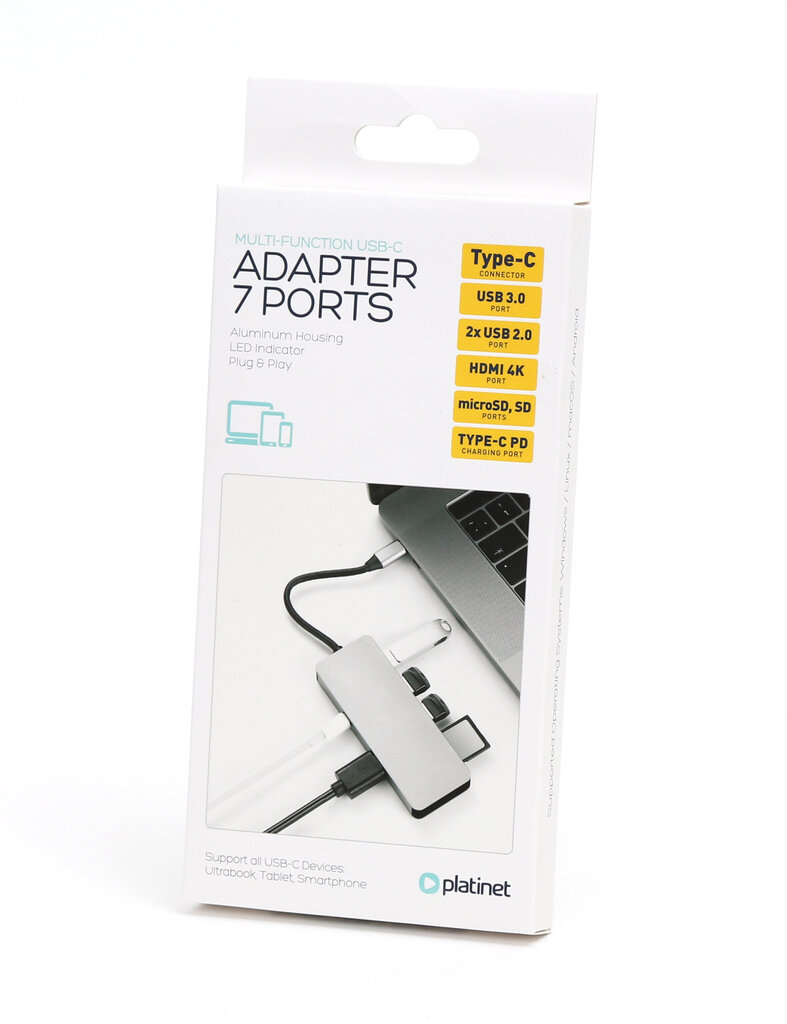 Platineti adapter USB-C 7in1 4K (45221) hind ja info | USB jagajad, adapterid | kaup24.ee