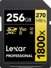 Lexar карта памяти SDXC 256GB Professional 1800x UHS-II U3 V60 цена и информация | Карты памяти | kaup24.ee