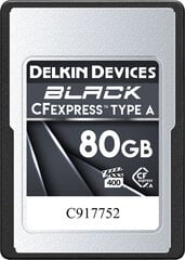 Delkin карта памяти CFexpress 80GB Black Type A цена и информация | Карты памяти для фотоаппаратов, камер | kaup24.ee