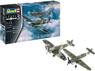 Сборная пластиковая модель. Revell - Combat Set Messerschmitt Bf109G-10 & Spitfire Mk.V, 1/72, 03710 цена и информация | Конструкторы и кубики | kaup24.ee