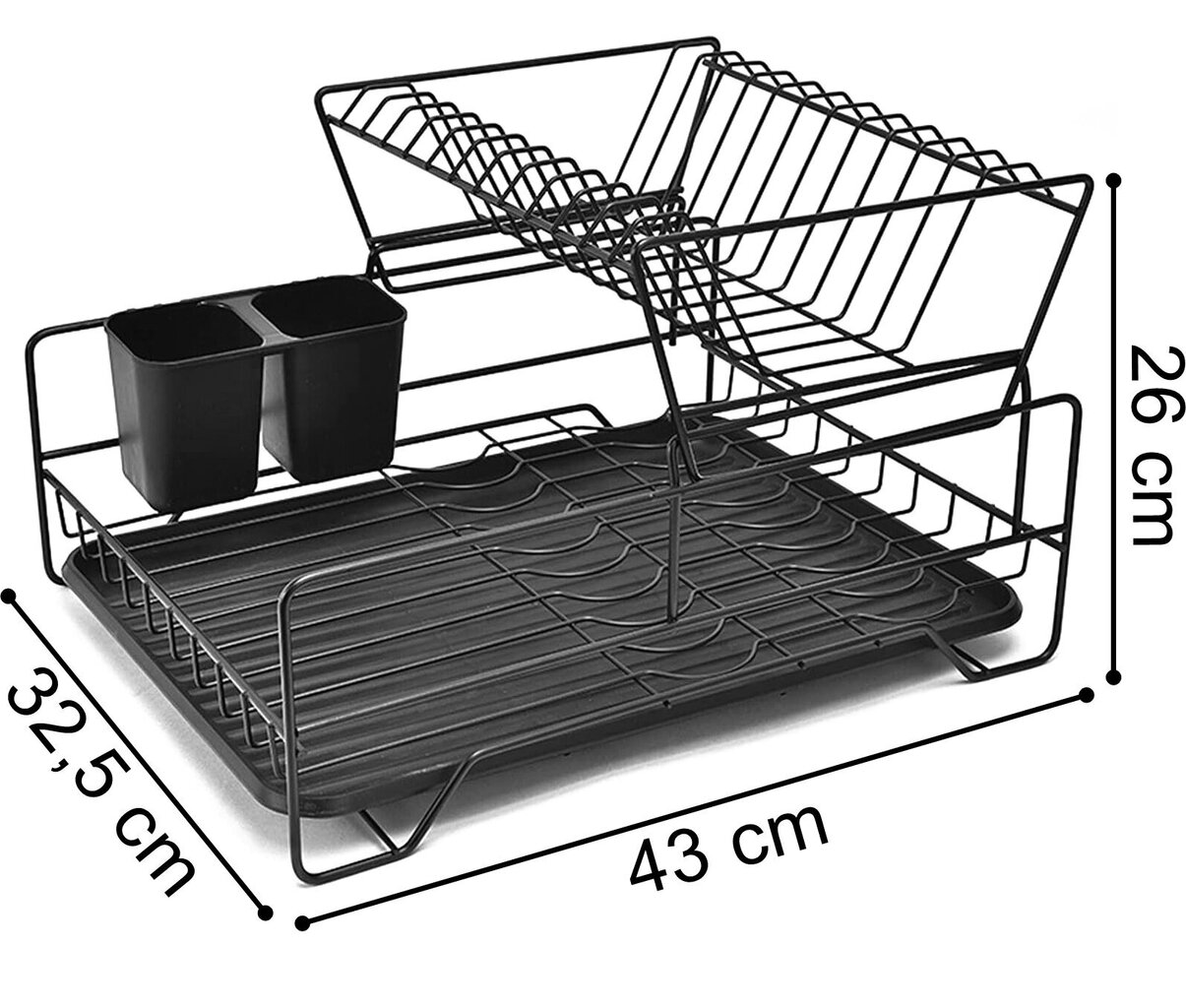 Nõudekuivatusrest, must цена и информация | Köögitarbed | kaup24.ee