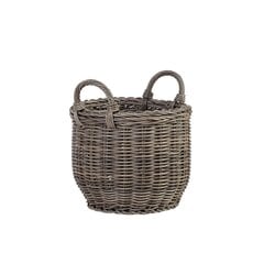 Корзина WICKER с ручкой, D34xH26/34cм, пластиковое плетение, цвет: серый цена и информация | Вазоны | kaup24.ee