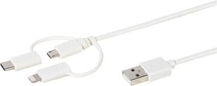 Кабель Vivanco microUSB/USB-C/Lightning 3в1 1м (38784) цена и информация | Кабели и провода | kaup24.ee