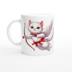 Кружка - Белый кот с крыльями и красным поясом цена и информация | Оригинальные кружки | kaup24.ee