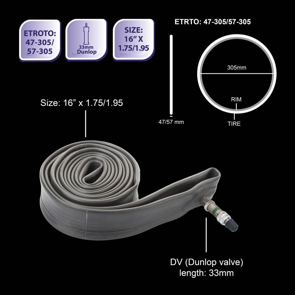 Jalgrattakumm 16x1,75/1,95 hind ja info | Jalgratta sisekummid ja rehvid | kaup24.ee