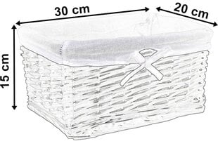 Punutud korv 30x20x15 cm, valge ja hall hind ja info | Hoiukastid ja -korvid | kaup24.ee