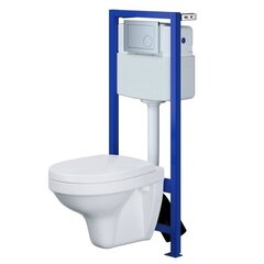 WC komplekt Cersanit Agis Plus: WC süvistatud raam + klosett + nupp + softclose kaan hind ja info | Cersanit Sanitaartehnika, remont, küte | kaup24.ee