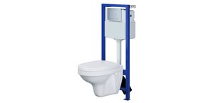 WC komplekt Cersanit Agis Plus: WC süvistatud raam + klosett + nupp + softclose kaan цена и информация | Унитазы | kaup24.ee