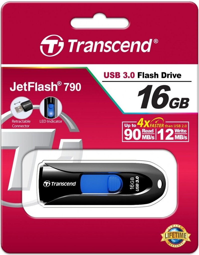 USB3 mälupulk 16GB Transcend JetFlash 790 : TS16GJF790K цена и информация | Mälupulgad | kaup24.ee