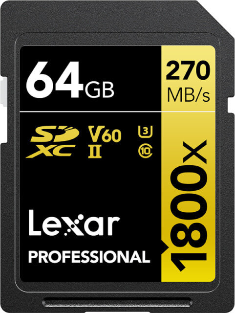 Lexar mälukaart SDXC 64GB Professional 1800x UHS-II U3 V60 цена и информация | Fotoaparaatide mälukaardid | kaup24.ee