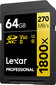 Lexar mälukaart SDXC 64GB Professional 1800x UHS-II U3 V60 цена и информация | Fotoaparaatide mälukaardid | kaup24.ee