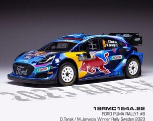 Ford Puma #8 WRC1 Winner Rallye Schweden 2023 O.Tänak/M.Jarveoja 1:18 IXO 18RMC154A цена и информация | Коллекционные модели автомобилей | kaup24.ee