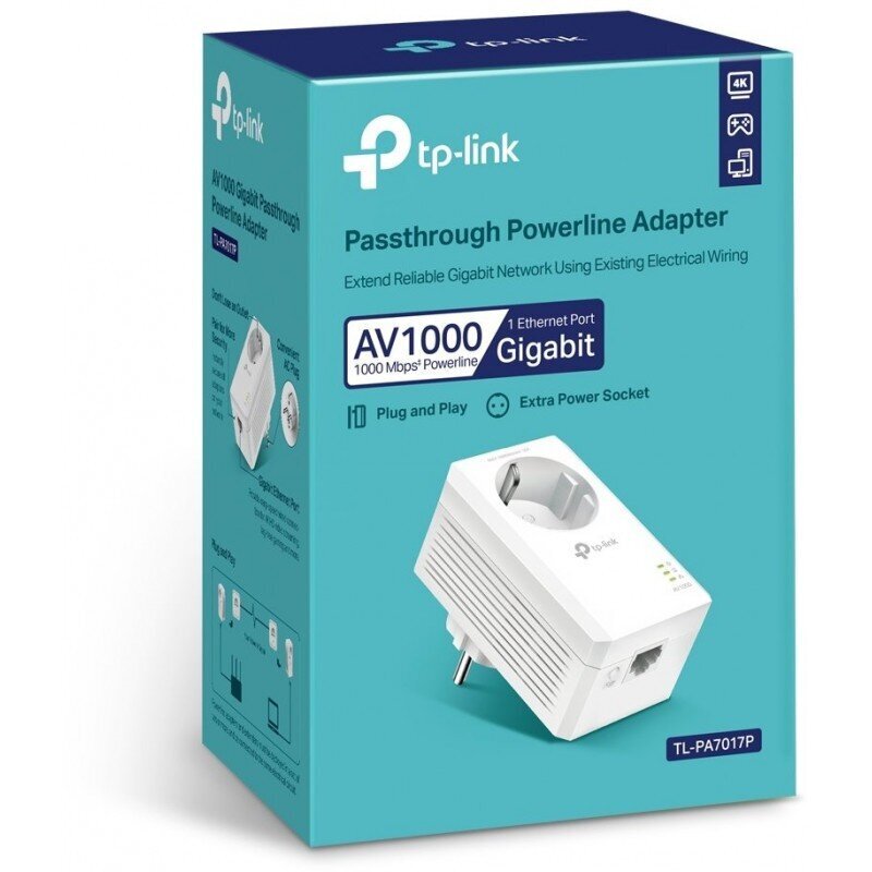 WiFi leviala laiendaja TP-Link Powerline AV1000 Gigabit hind ja info | Lülitid ja pistikupesad | kaup24.ee