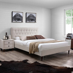 Кровать с матрасом EMILIA HARMONY TOP POCKET (86865) 180x200 см, обивка из мебельного текстиля, цвет: светло-бежевый цена и информация | Кровати | kaup24.ee