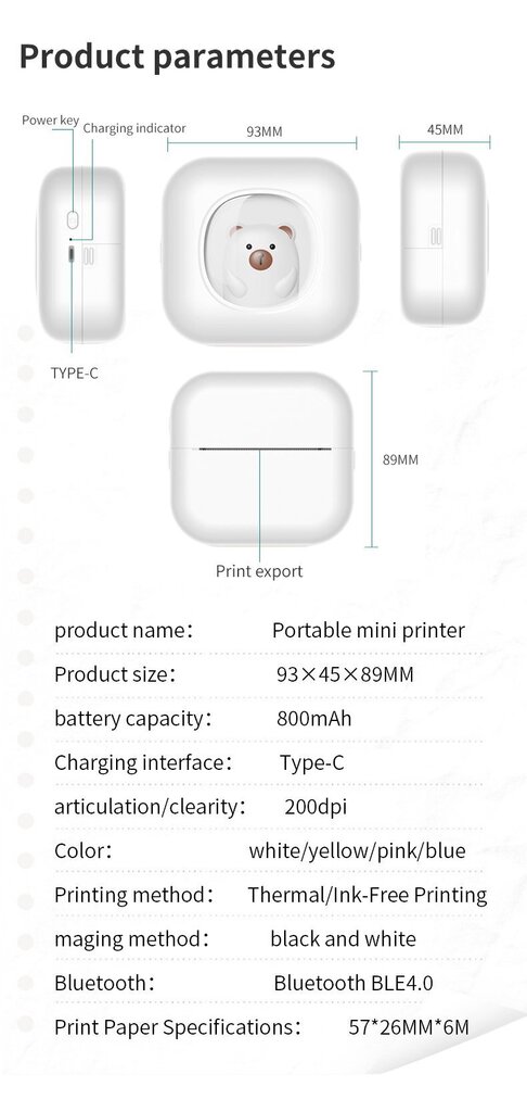 Cat Mini Printer X7B hind ja info | Printerid | kaup24.ee