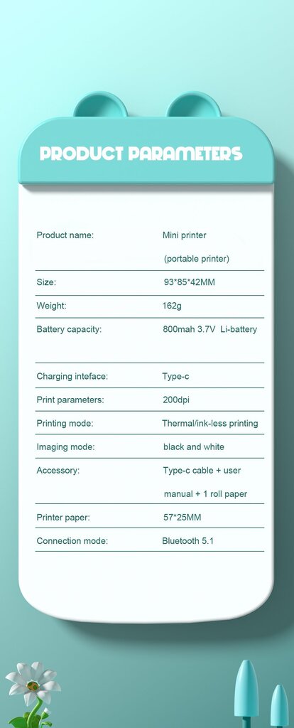 Cat Mini Printer C26 цена и информация | Printerid | kaup24.ee