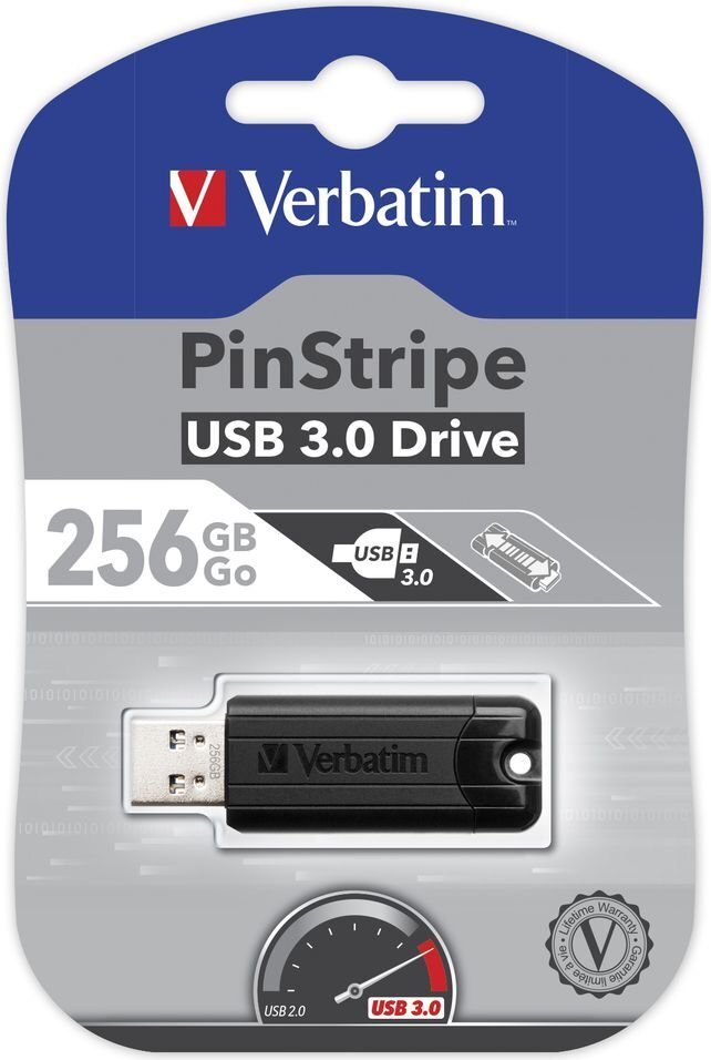 USB-pulk Verbatim PinStripe 3.0 Must hind ja info | Mälupulgad | kaup24.ee