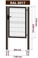 Segmentvärav 1000 x 1730 mm, pruun hind ja info | Aiad ja tarvikud | kaup24.ee