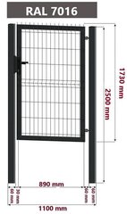 Segmentvärav 1000 x 1730 mm, antratsiit hind ja info | Aiad ja tarvikud | kaup24.ee