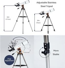 Hetekan professionaalne refraktorteleskoop, suur ava 80 mm, valge цена и информация | Телескопы и микроскопы | kaup24.ee