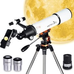 Hetekan professionaalne refraktorteleskoop, suur ava 80 mm, valge hind ja info | Mikroskoobid ja teleskoobid | kaup24.ee