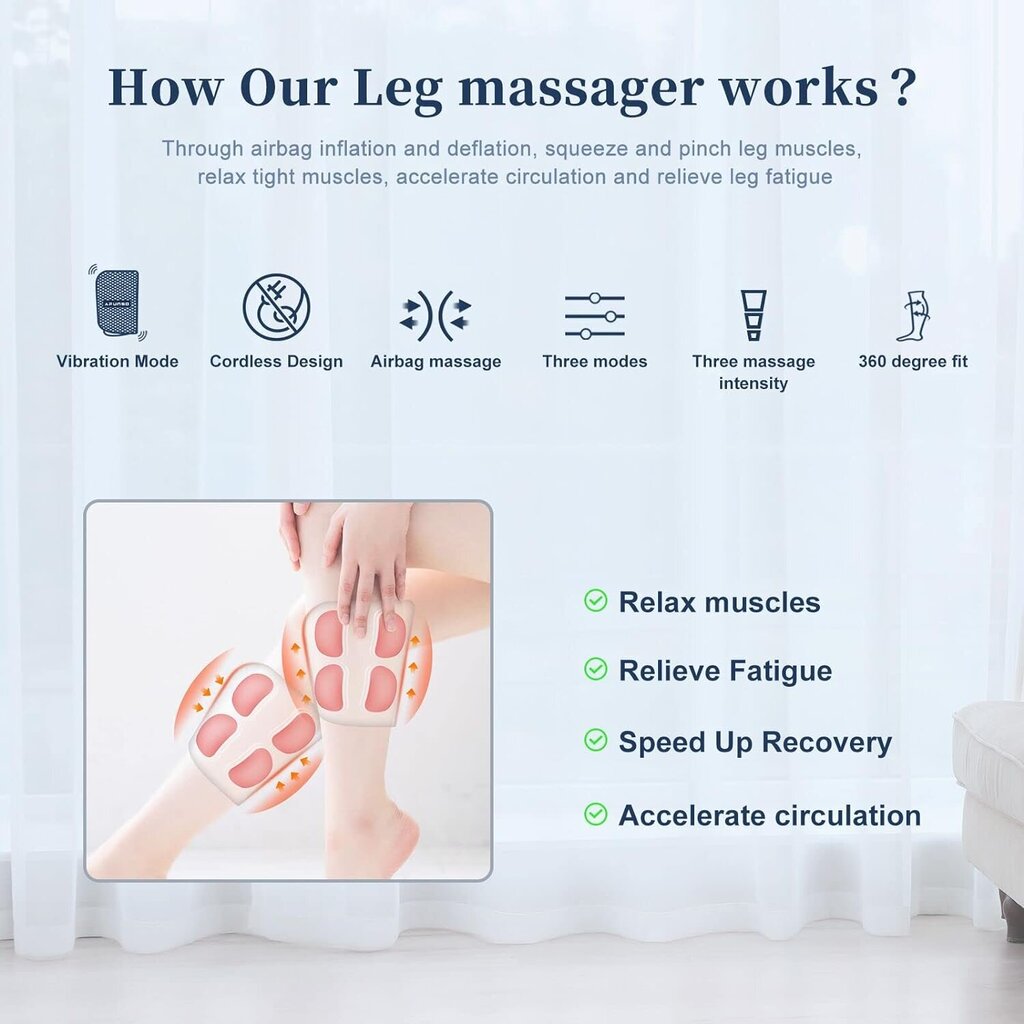 Jalgade masseerija vereringeks ja lõõgastumiseks Afunso, 3 intensiivsusastmega, sinine цена и информация | Massaažiseadmed | kaup24.ee