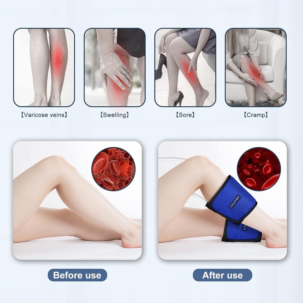 Jalgade masseerija vereringeks ja lõõgastumiseks Afunso, 3 intensiivsusastmega, sinine цена и информация | Massaažiseadmed | kaup24.ee