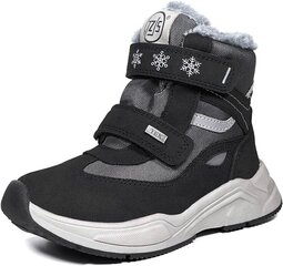 Водонепроницаемые детские зимние ботинки с теплой подкладкой, черные/серые цена и информация | Детская зимняя обувь | kaup24.ee