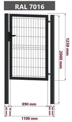 Segmentvärav 1000 x 1230 mm, hall hind ja info | Aiad ja tarvikud | kaup24.ee